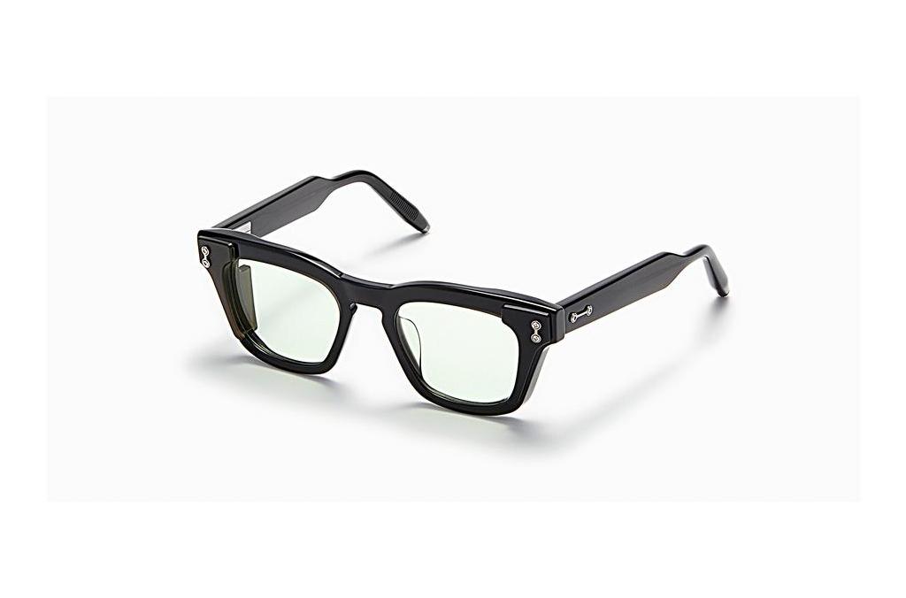 Akoni Eyewear   AKX-104 A Black Crystal -  Olive side shield  w/ Light Olive Lenses