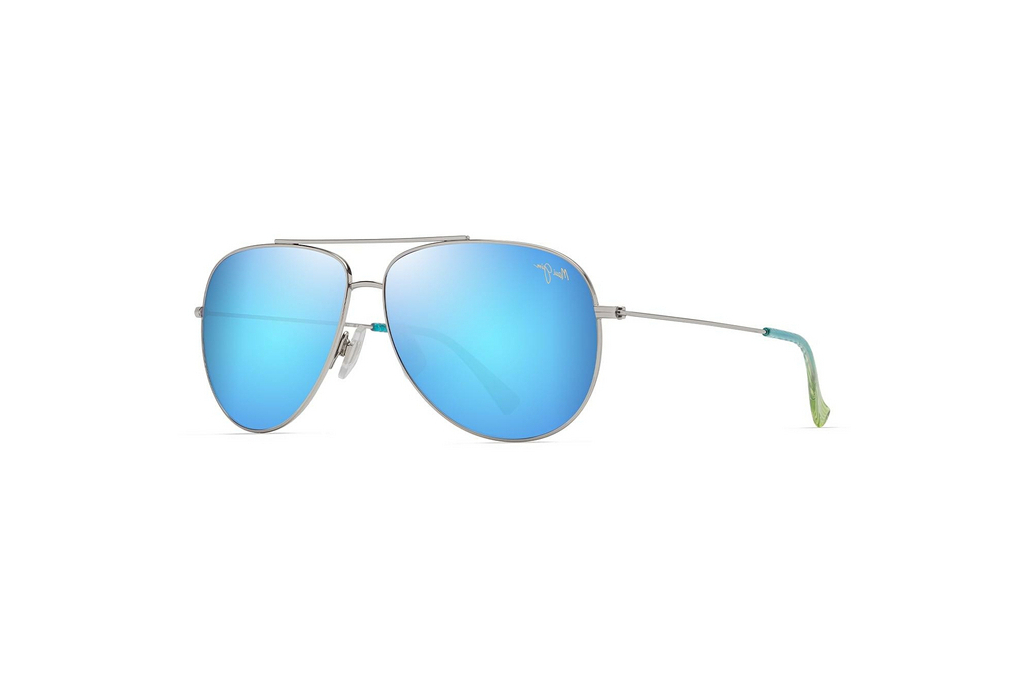 Maui Jim   Hauoli XL B674-17B Blue HawaiiShiny Silver w/Blue & Green